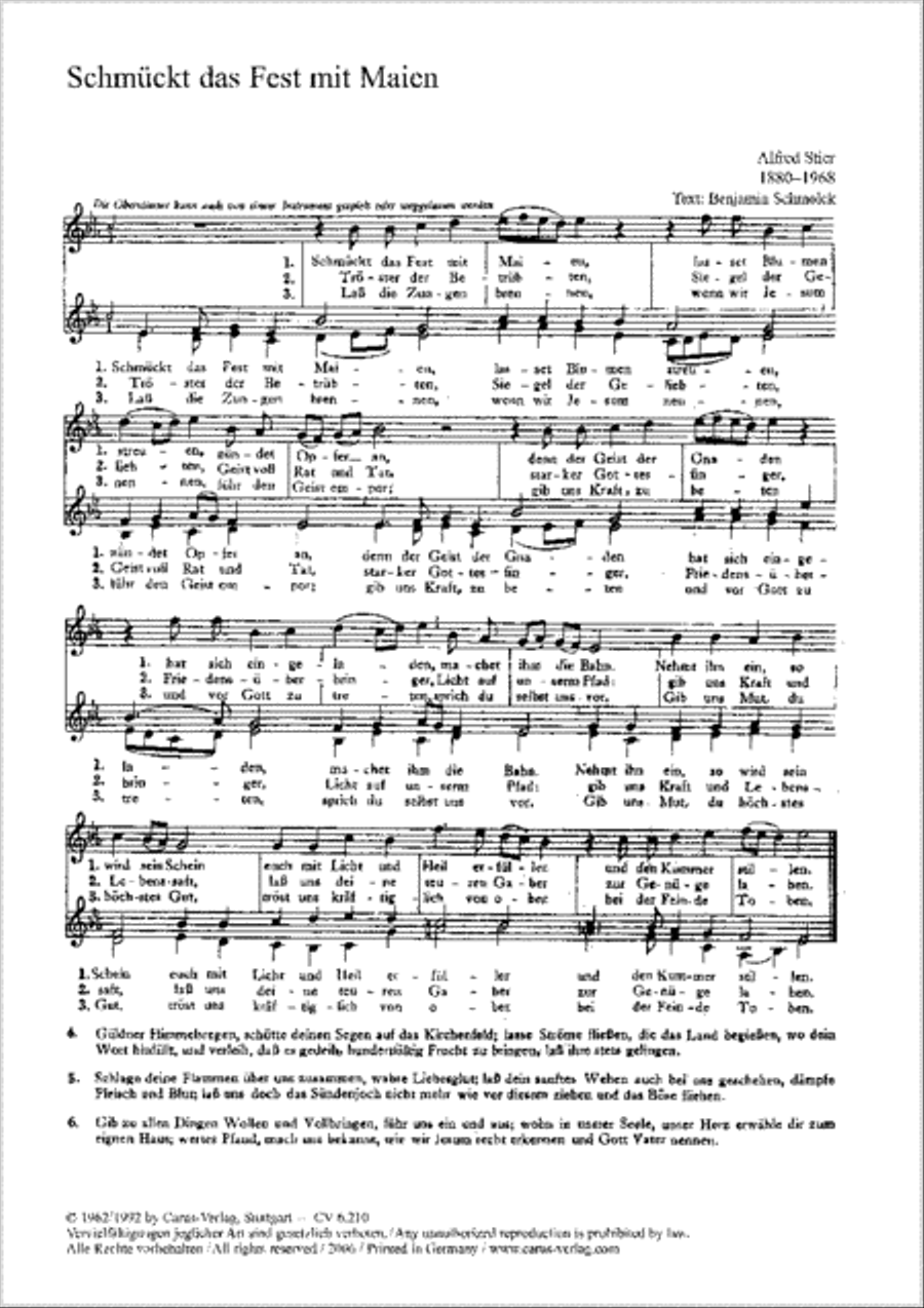 Stier: Aus meines Jammers Tiefe; Lasst uns erfreuen; Lobt Gott; Nun sei uns willkommen; Schmucket das Fest Score scores gallery preview page 1
