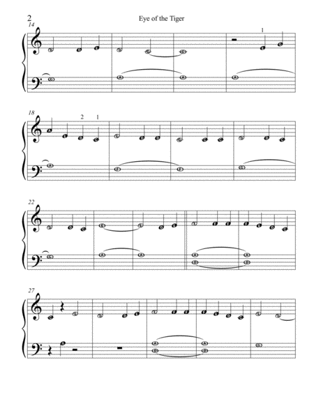 Eye of the Tiger - pre-reading piano with note names image number null