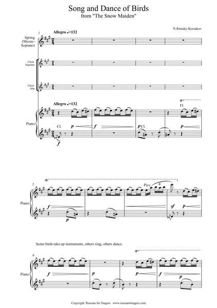 "Snowmaiden": Song and Dance of Birds DICTION SCORE w IPA & translation