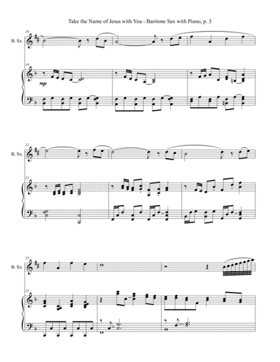TAKE THE NAME OF JESUS WITH YOU (for Baritone Sax and Piano with Score/Part) image number null