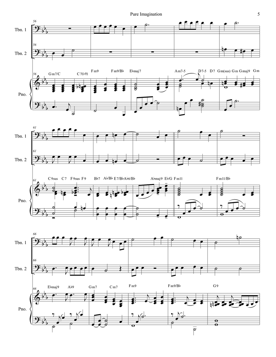 Pure Imagination Trombone Duet scores gallery preview page 5