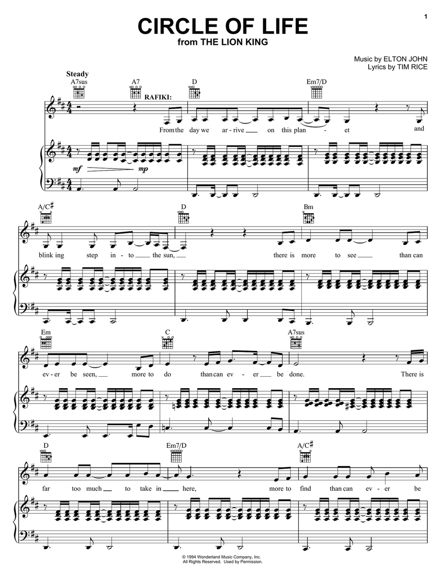 Circle Of Life (from The Lion King: Broadway Musical) Acoustic Guitar scores gallery preview page 1