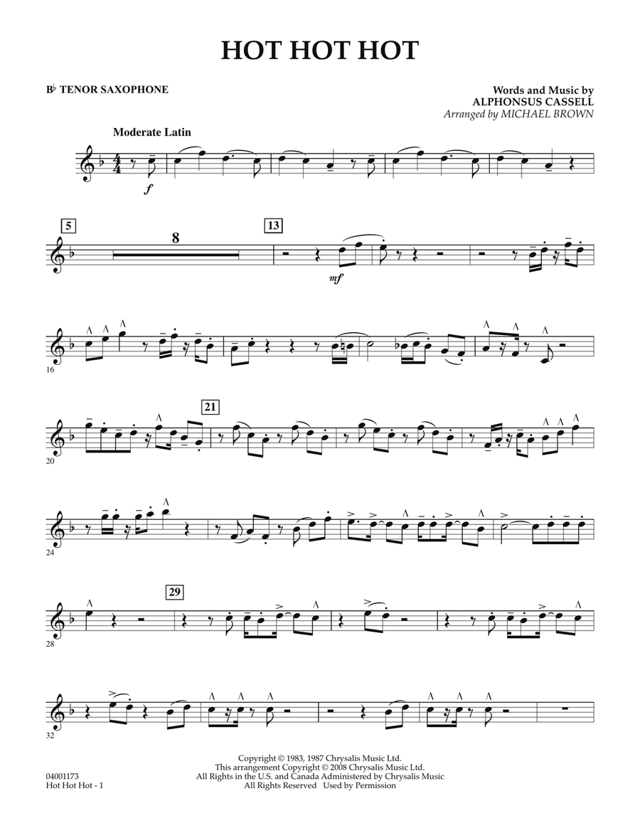 Hot Hot Hot - Bb Tenor Saxophone Concert Band scores gallery preview page 1