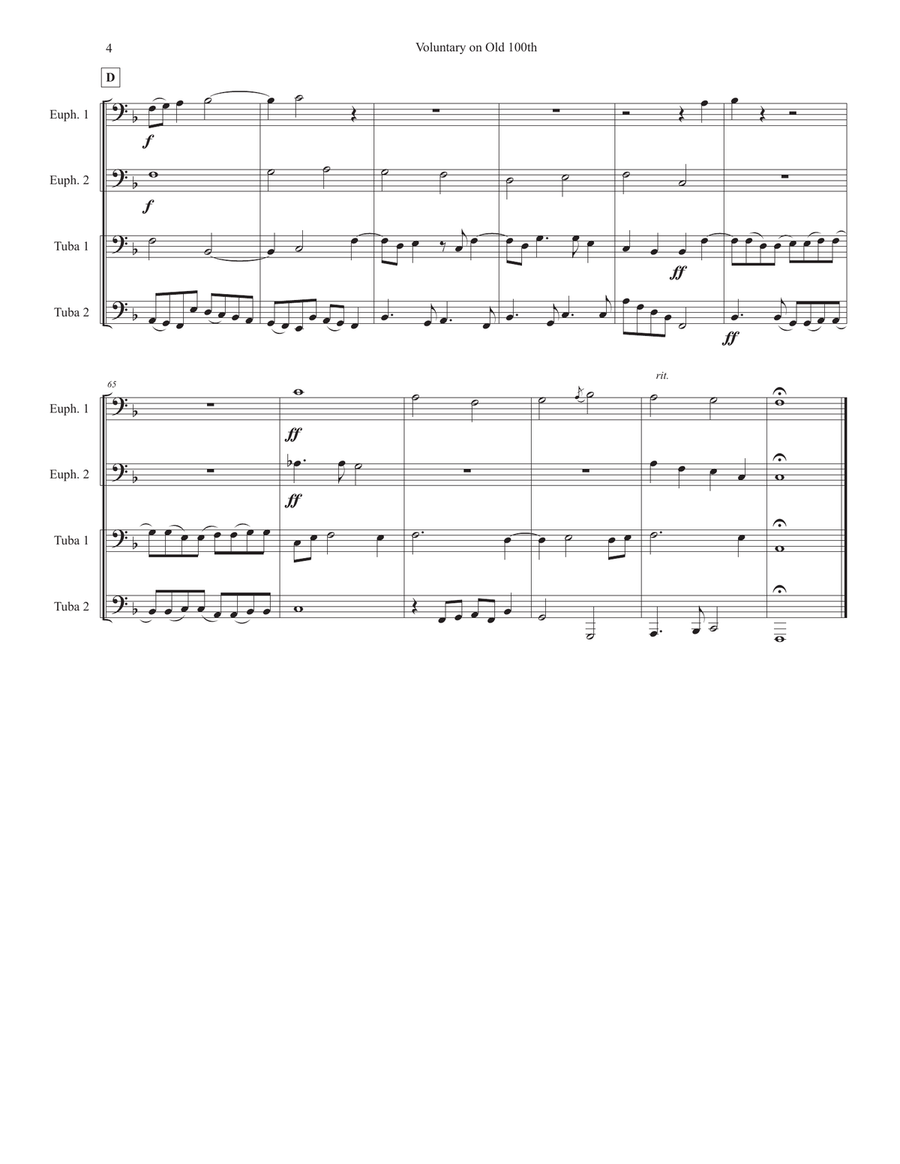 Voluntary on Old 100th Brass Quartet scores gallery preview page 4