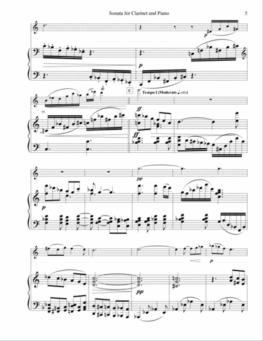 Sonata for Clarinet and Piano Clarinet Solo scores gallery preview page 5