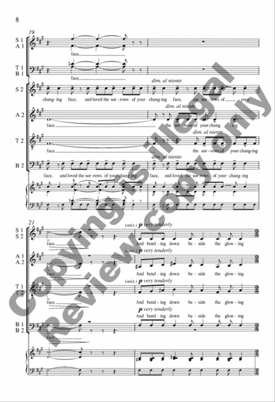 When You Are Old 4-Part scores gallery preview page 8