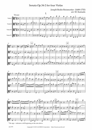 Book cover for Sonata Op.34-2 for Four Violas