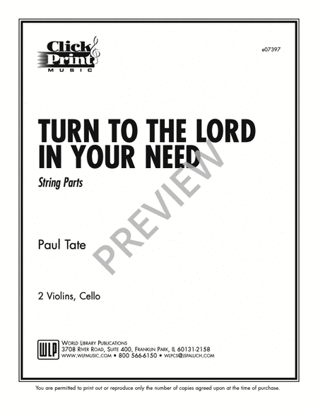 Turn to the Lord In Your Need - String Trio Parts