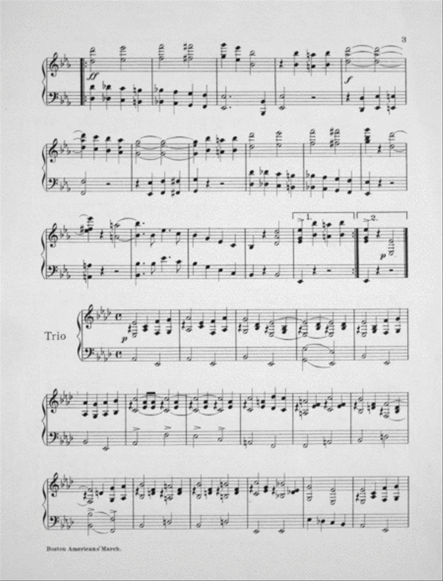 Boston Americans March Two Step Piano Solo scores gallery preview page 3
