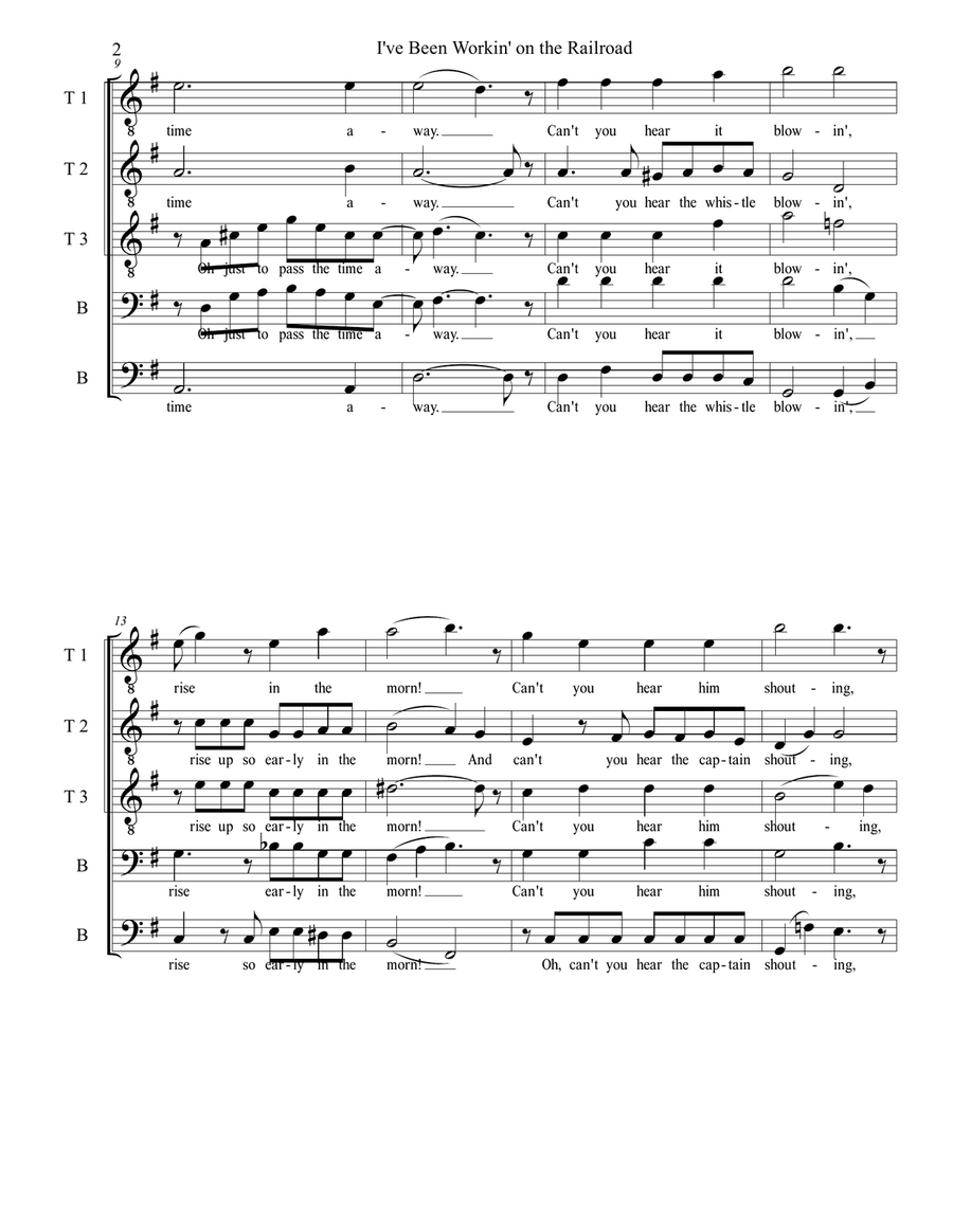 I've Been Working On The Railroad Choir scores gallery preview page 3