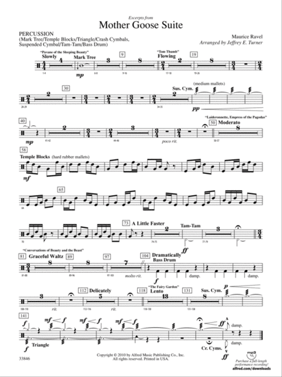 Mother Goose Suite: 1st Percussion Concert Band scores gallery preview page 1