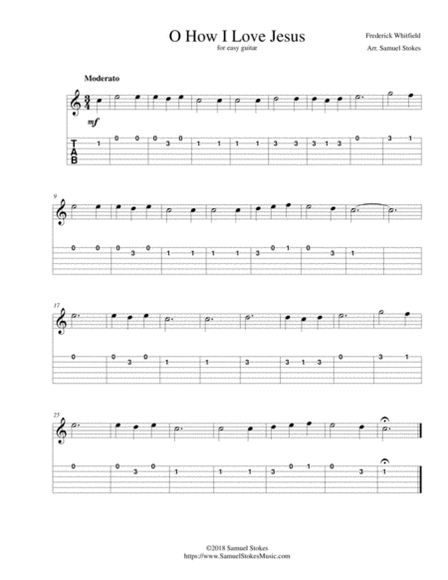 O How I Love Jesus - for easy guitar with TAB image number null