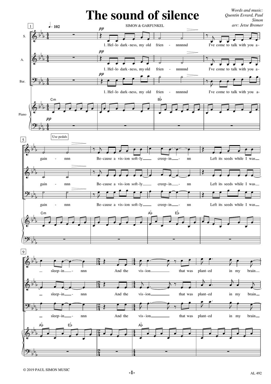 The Sound Of Silence 3-Part scores gallery preview page 1