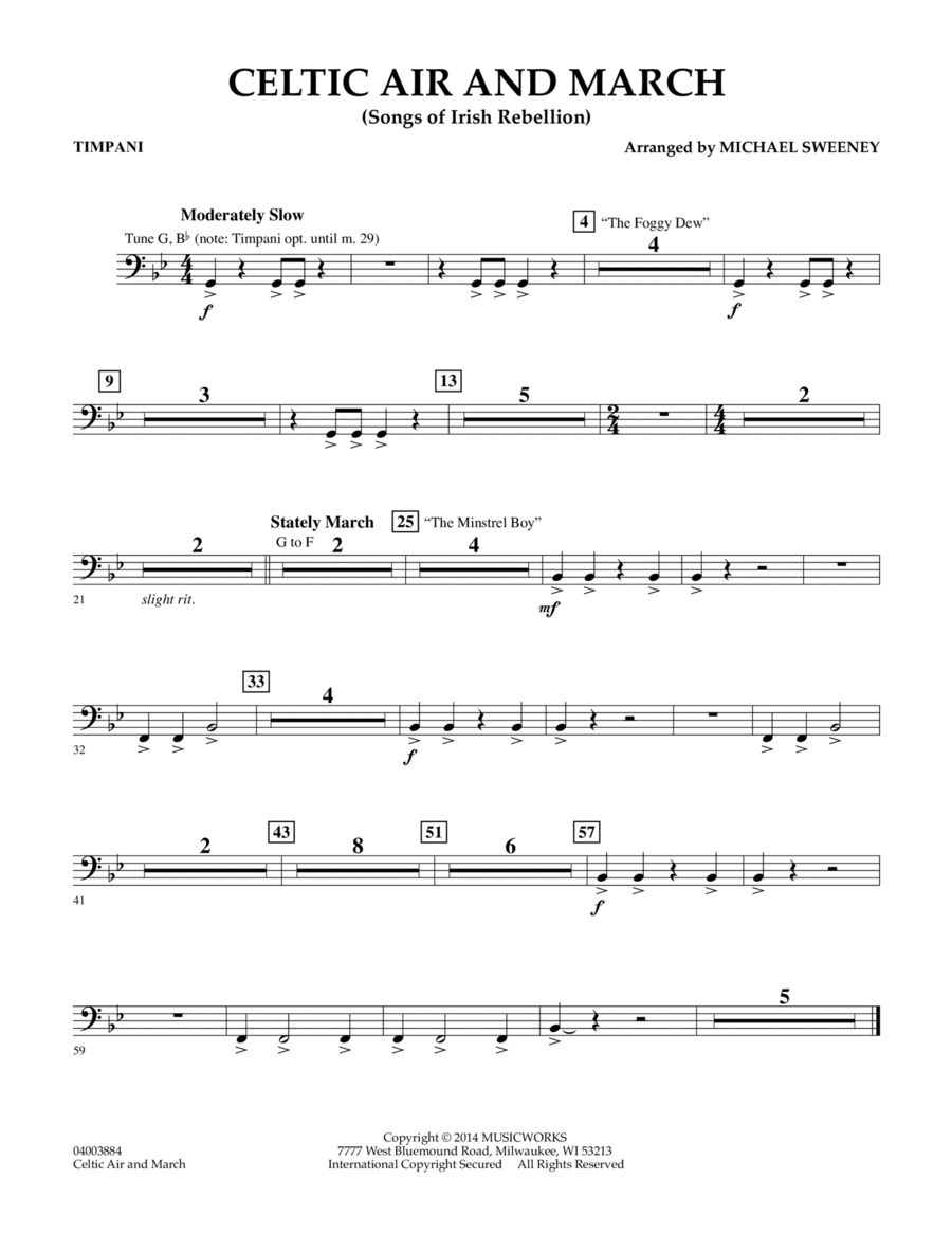 Celtic Air and March (Songs of Irish Rebellion) - Timpani Concert Band scores gallery preview page 1