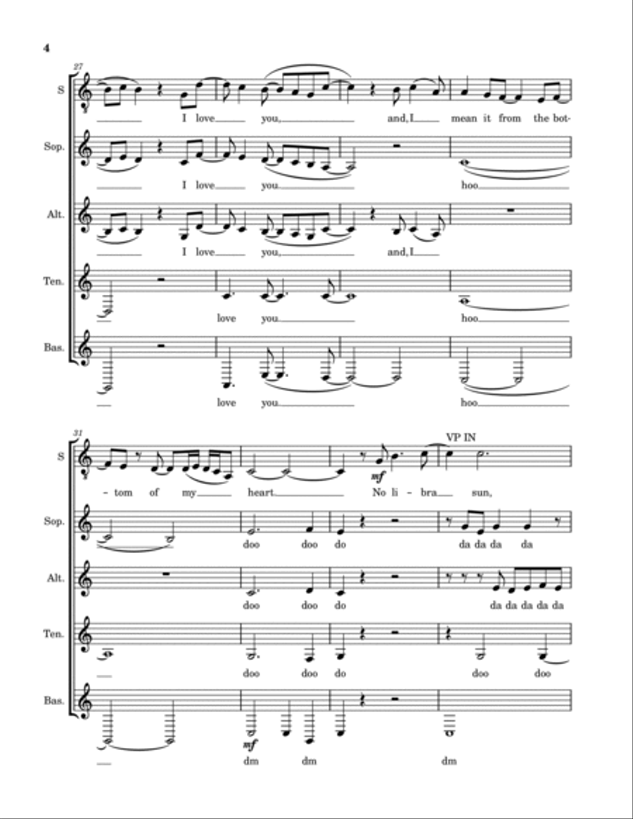 I Just Called To Say I Love You 4-Part scores gallery preview page 4