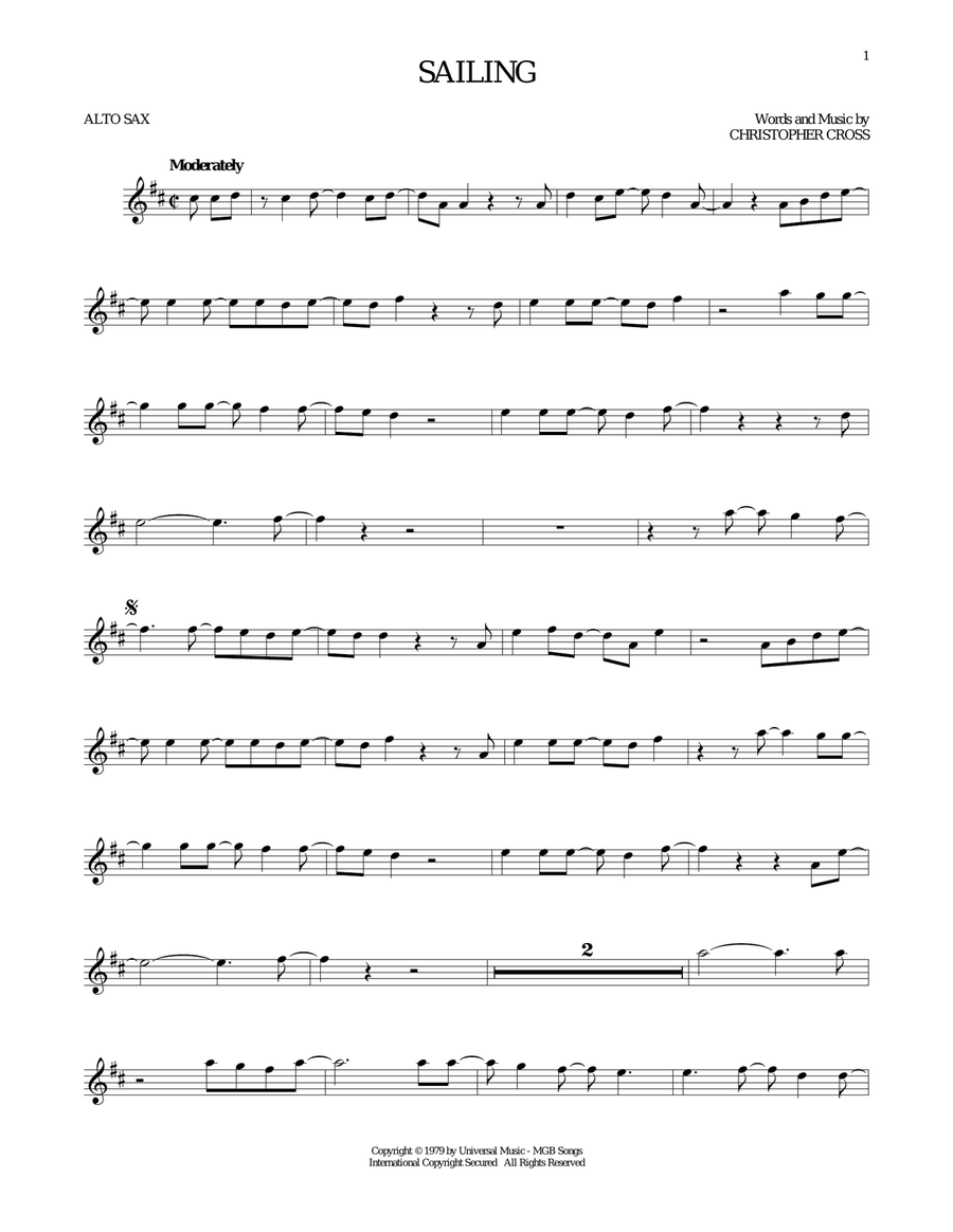Sailing Sailing Alto Saxophone scores gallery preview page 1