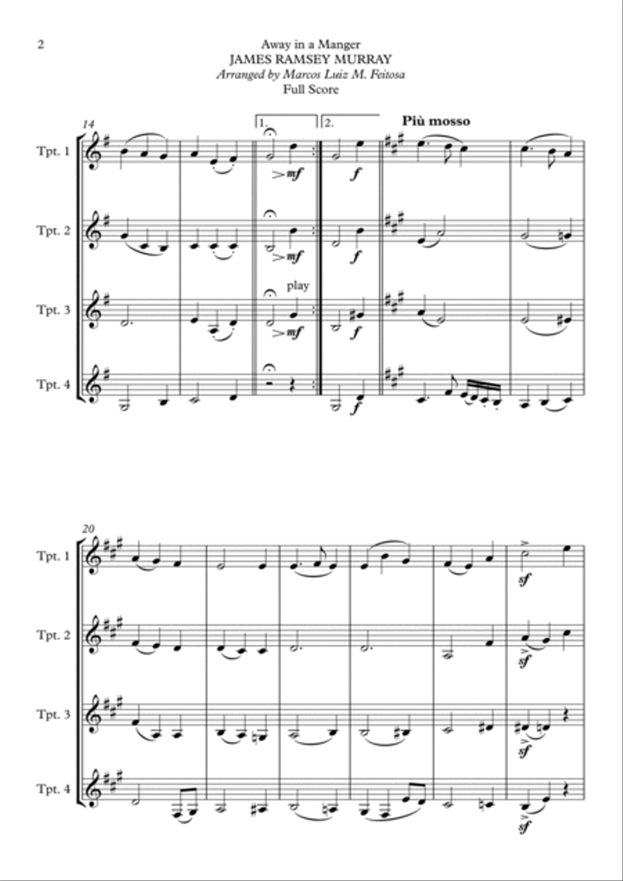 Away in a Manger - Trumpet Quartet Away in a Manger - Trumpet Quartet Brass Ensemble scores gallery preview page 4