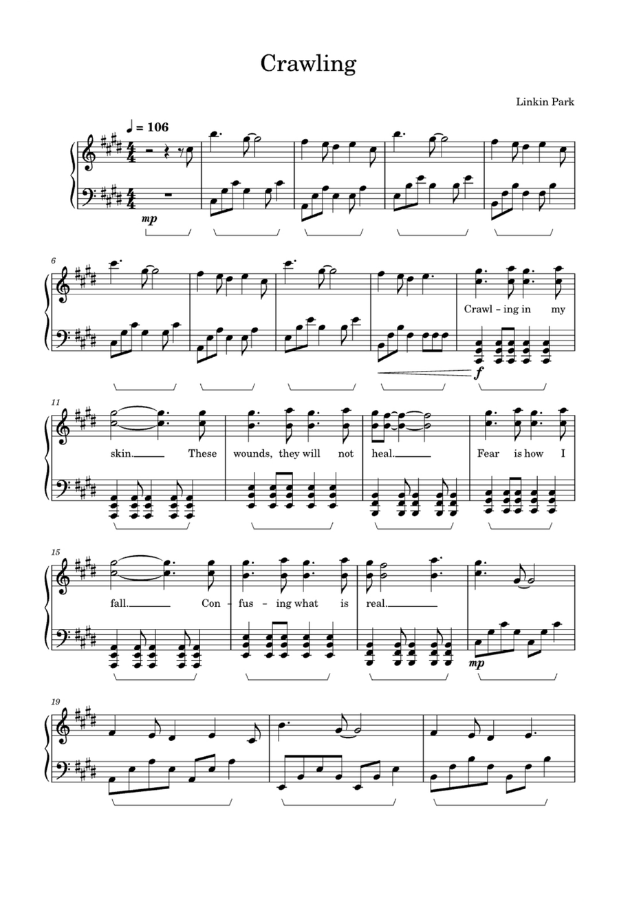 Crawling Easy Piano scores gallery preview page 1