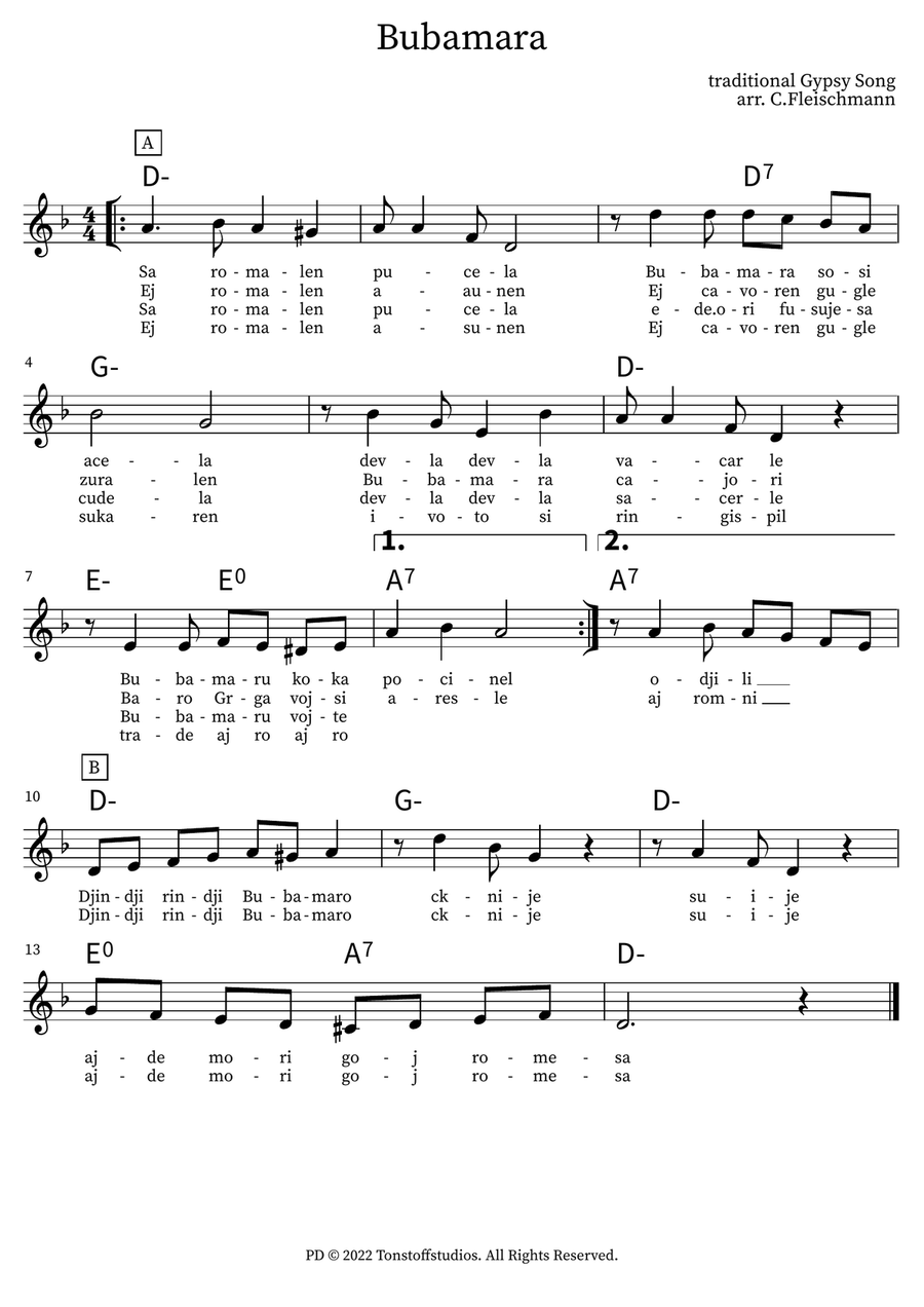 Bubamara Piano scores gallery preview page 1