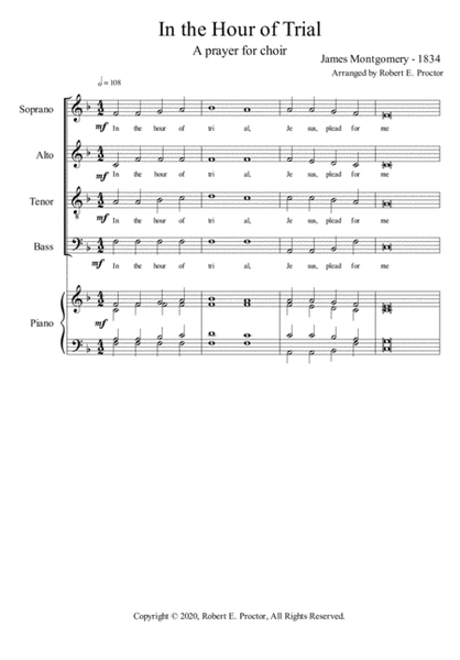 In the Hour of Trial - SATB image number null