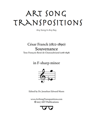 Book cover for FRANCK: Souvenance (transposed to F-sharp minor)