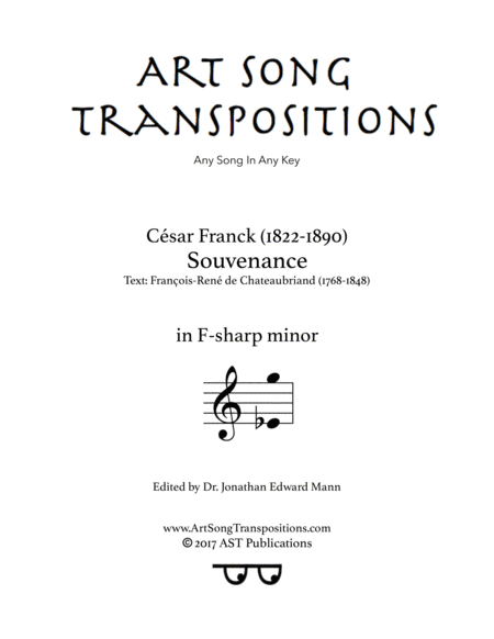 FRANCK: Souvenance (transposed to F-sharp minor)