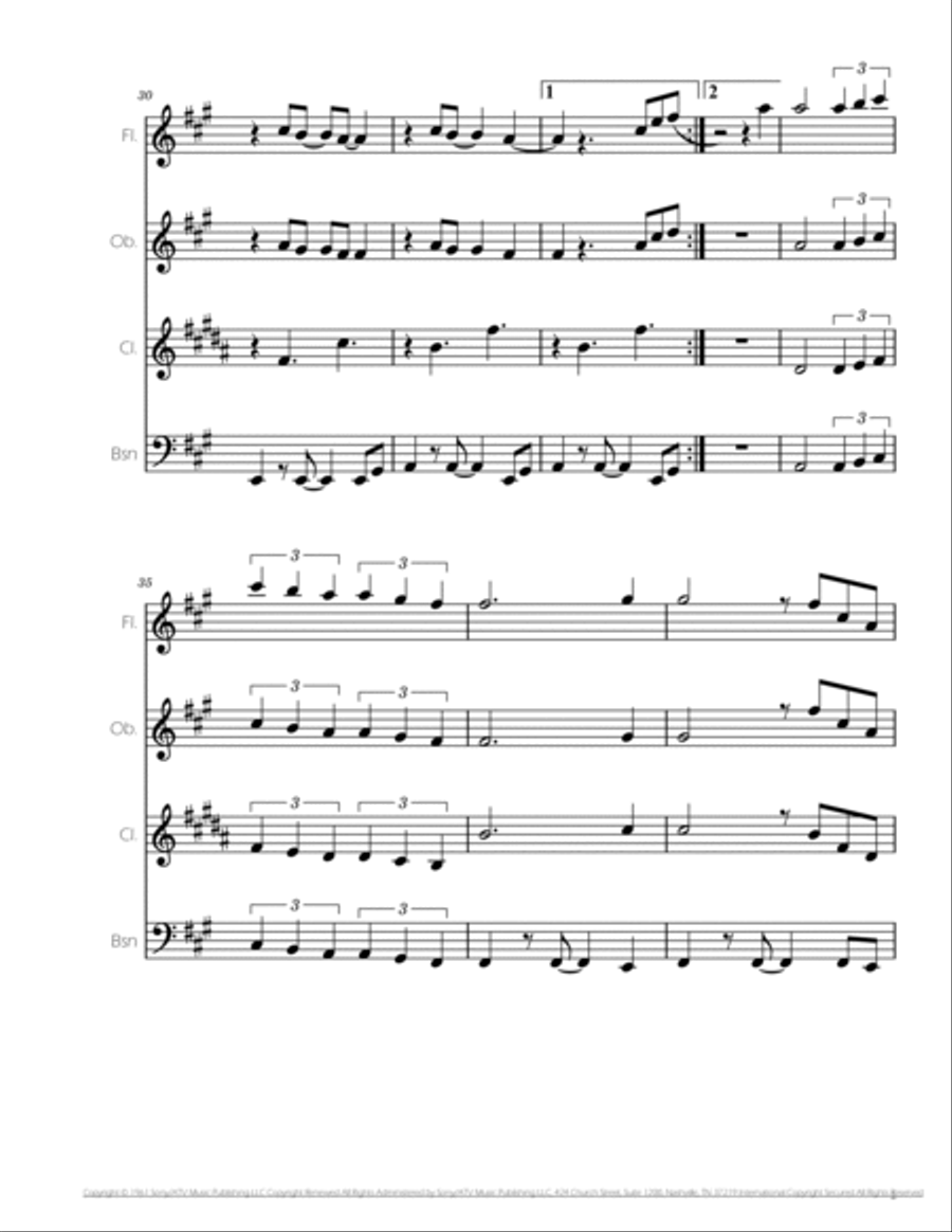 Stand By Me Woodwind Quartet scores gallery preview page 5