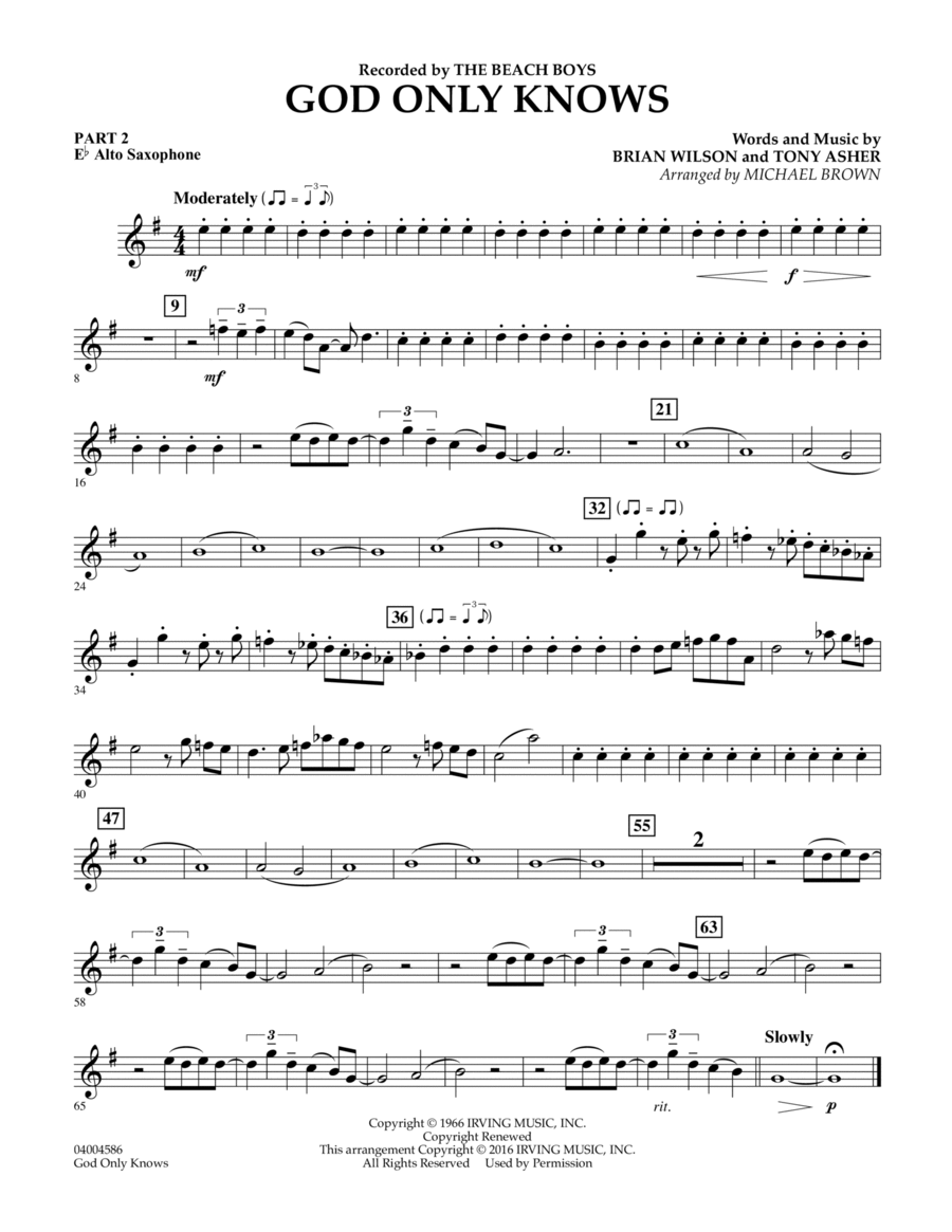 God Only Knows - Pt.2 - Eb Alto Saxophone Concert Band scores gallery preview page 1