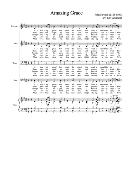 Amazing Grace (SATB and Rehearsal PIano) image number null