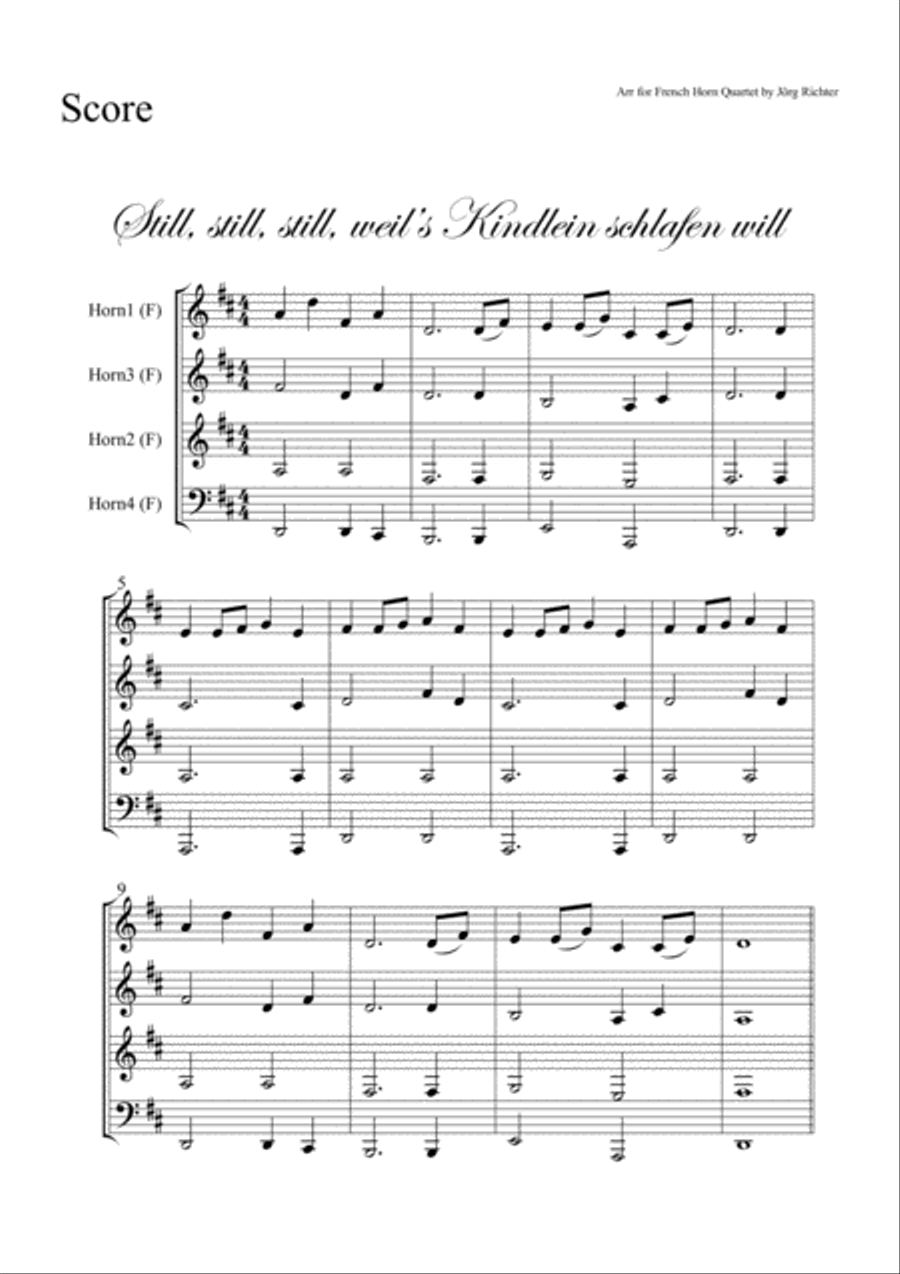 Still, still, still (Still, still, still, weil’s Kindlein schlafen will) for French Horn Quartet Brass Quartet scores gallery preview page 2