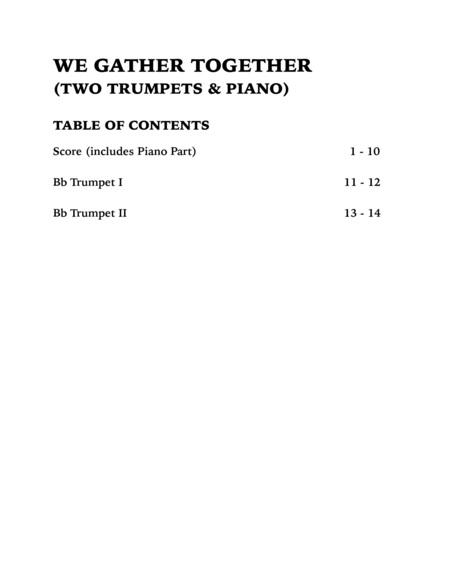We Gather Together (Trio for Two Trumpets and Piano) image number null