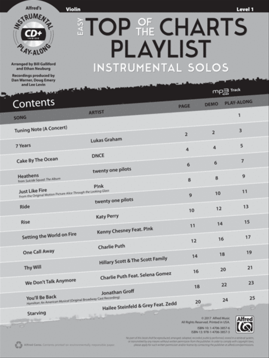 Easy Top of the Charts Playlist Instrumental Solos for Strings String Orchestra scores gallery preview page 2