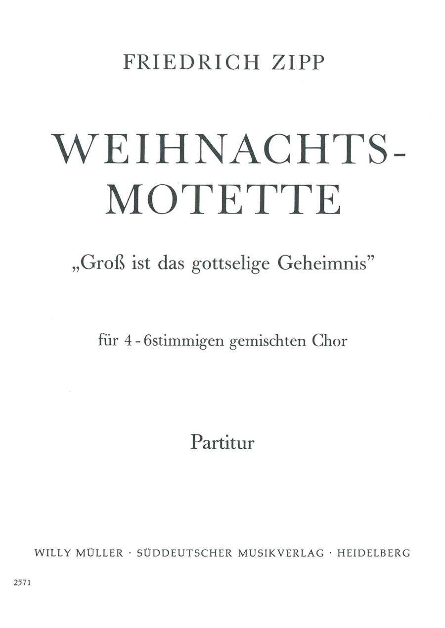 Groß ist das gottselige Geheimnis Mixed Choir scores gallery preview page 1