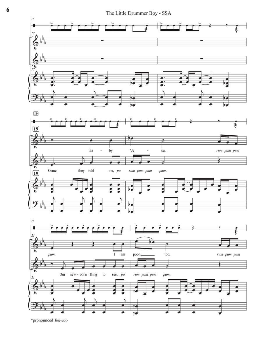 The Little Drummer Boy SSA scores gallery preview page 6