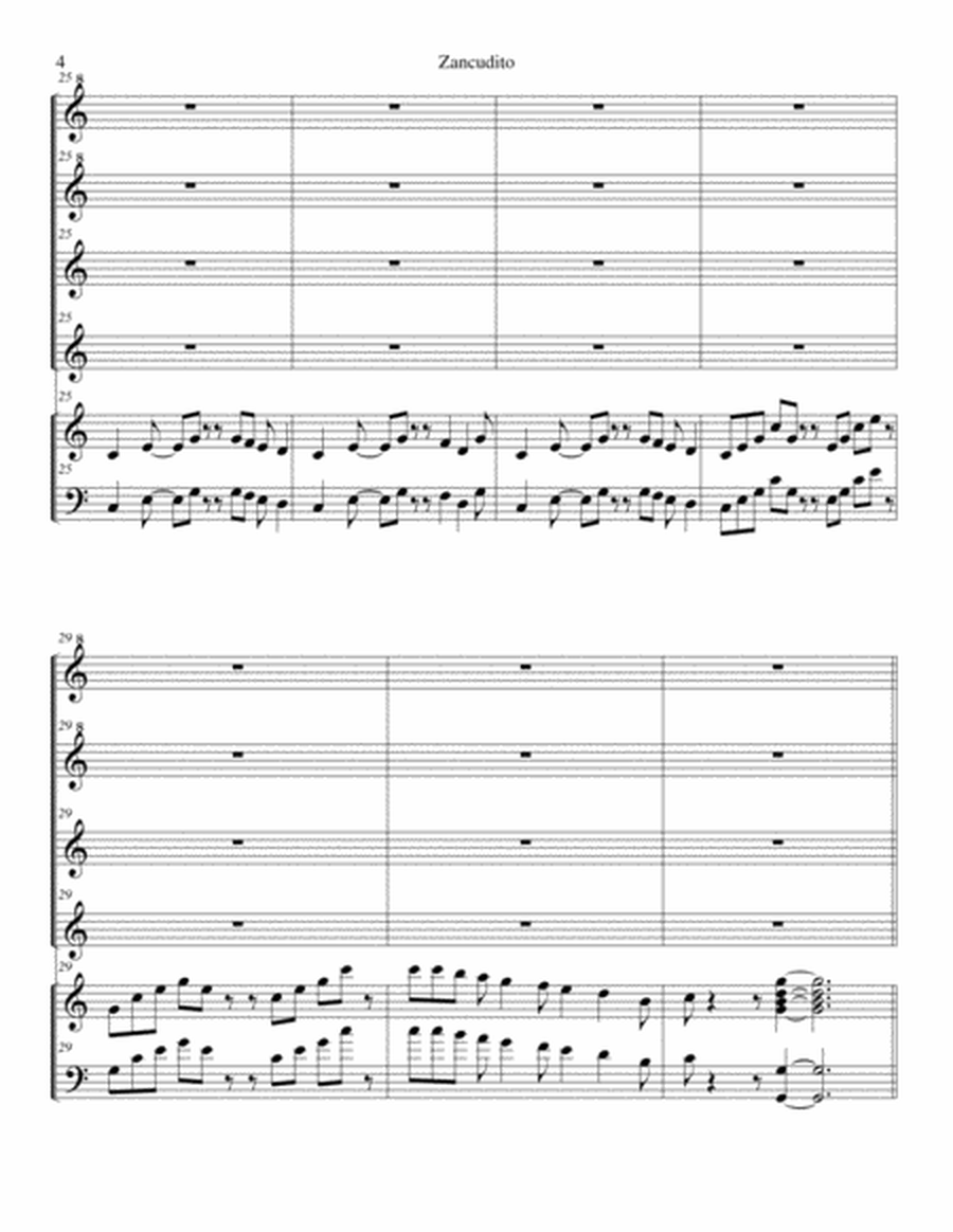 Zancudito (panalivio) tradicional arreglo para 4 flautas, piano y cajon image number null