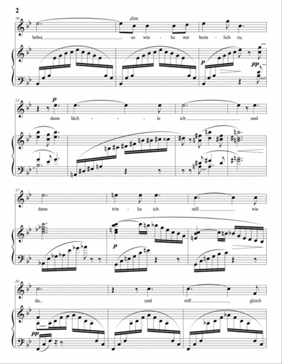 STRAUSS: Heimliche Aufforderung, Op. 27 no. 3 (in 3 high keys: B-flat, A, A-flat major) Voice scores gallery preview page 3