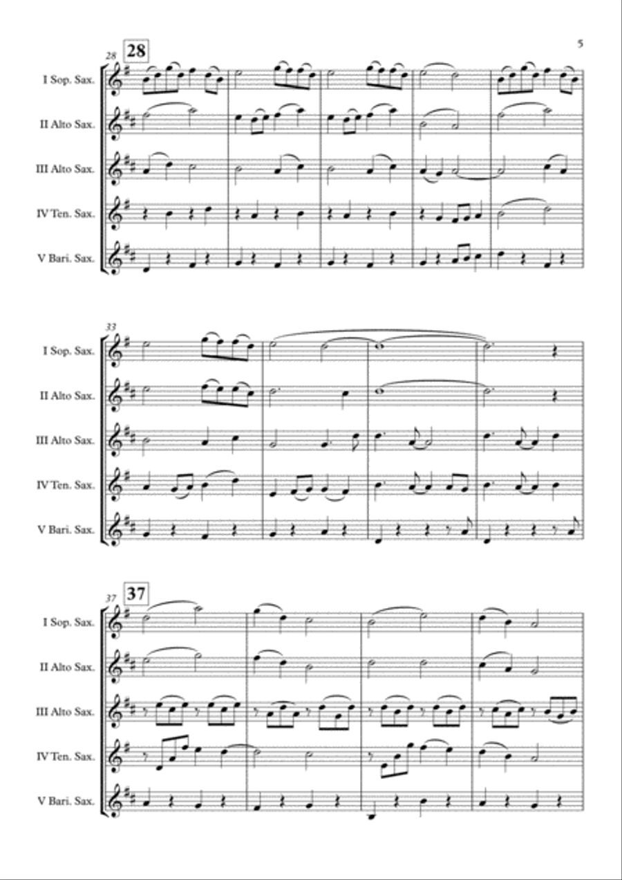 God Bless Us Everyone Saxophone Quintet scores gallery preview page 6