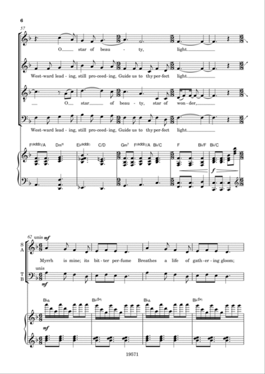 Three More Jazz Carols (We Three Kings; In the Bleak Midwinter; Personent Hodie) 4-Part scores gallery preview page 6