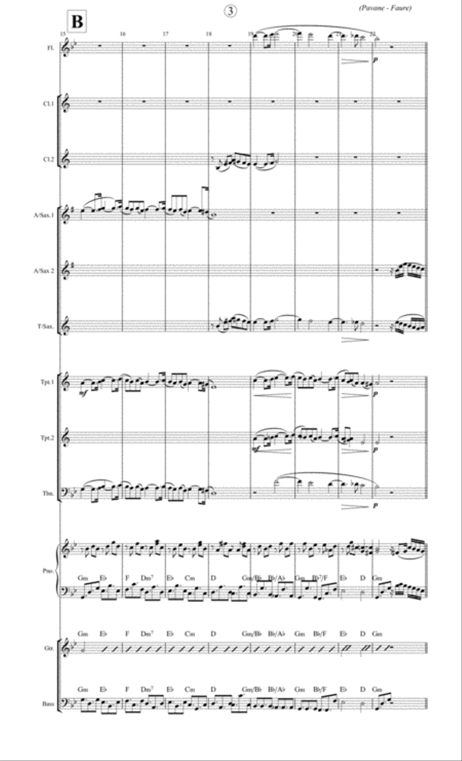 Pavane (Faure) for a medium (Latin) jazz band Jazz Ensemble scores gallery preview page 3