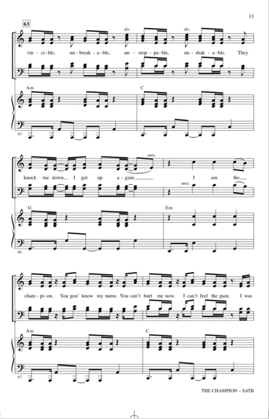 The Champion (feat. Ludacris) (arr. Mac Huff) 4-Part scores gallery preview page 12