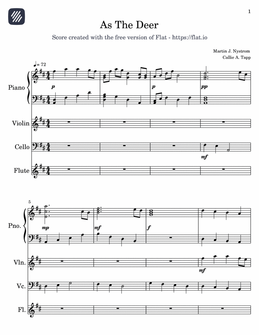 As The Deer - Score Only Score scores gallery preview page 1