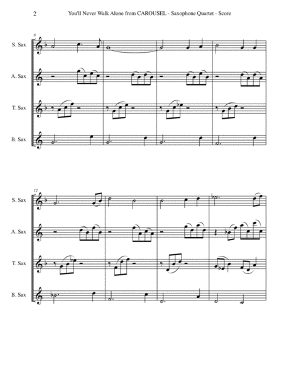 You'll Never Walk Alone You'll Never Walk Alone Woodwind Quartet scores gallery preview page 2