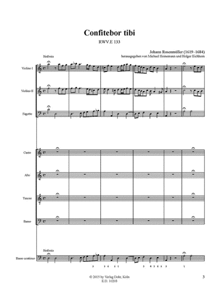 Confitebor tibi für vierstimmigen gemischten Chor, zwei Violinen, Fagott und B.c. d-Moll RWV.E 133