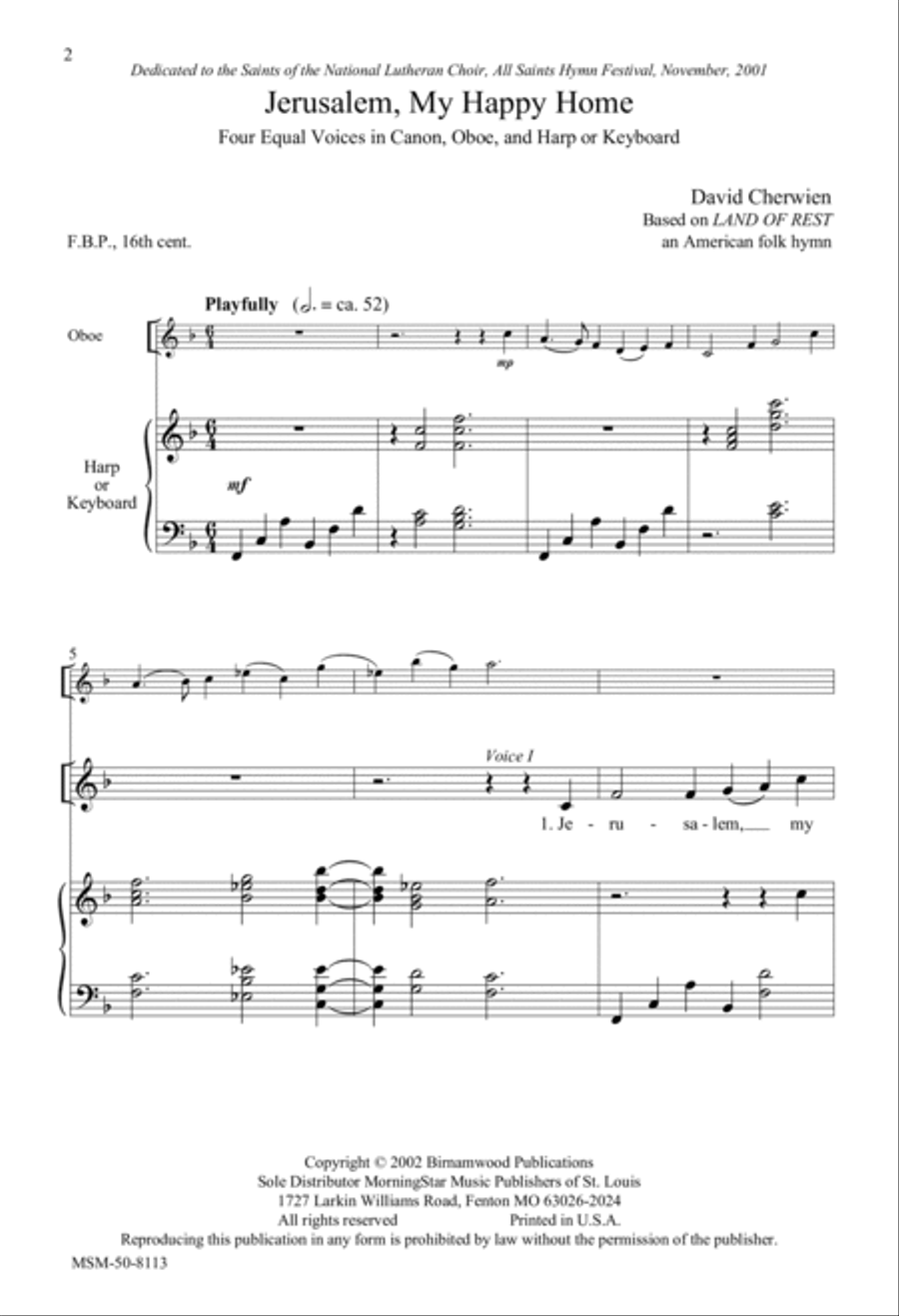 Jerusalem, My Happy Home Harp scores gallery preview page 2