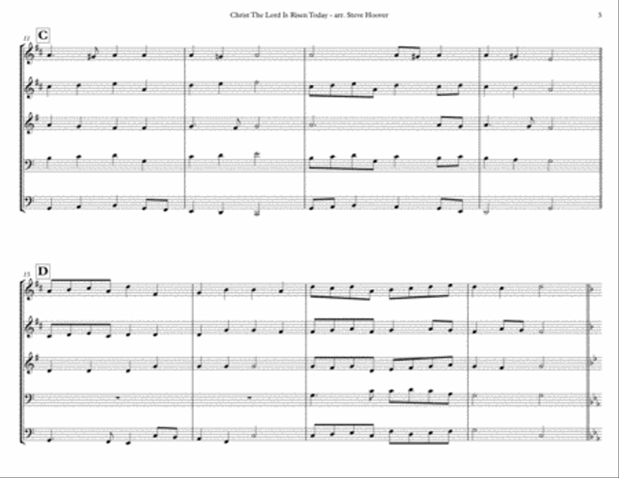 CHRIST THE LORD IS RISEN TODAY - EASTER BRASS QUINTET Brass Quintet scores gallery preview page 3