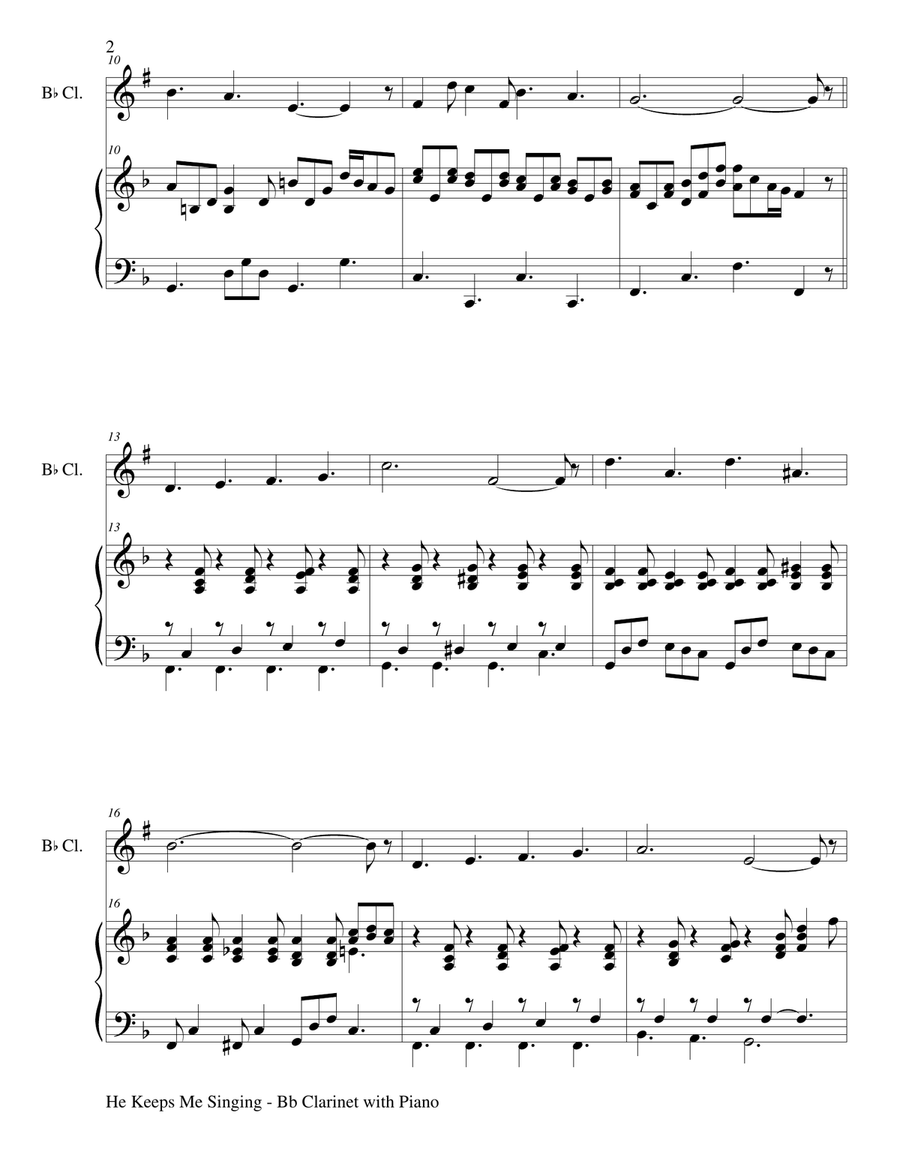 3 GOSPEL HYMN FAVORITES (For Bb Clarinet & Piano with Score/Parts) B-Flat Clarinet scores gallery preview page 3