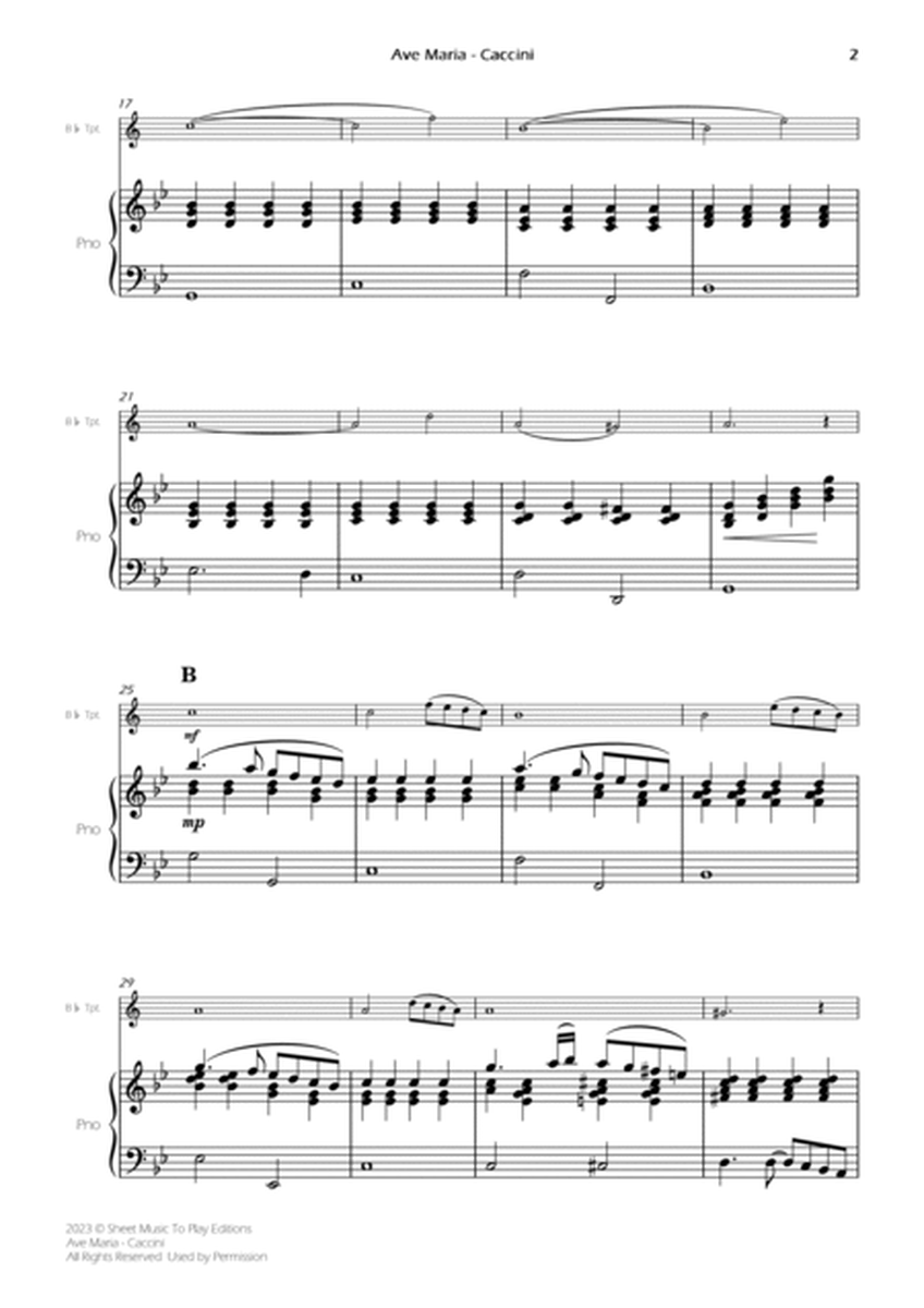 Caccini - Ave Maria - Bb Trumpet and Piano (Full Score and Parts) image number null