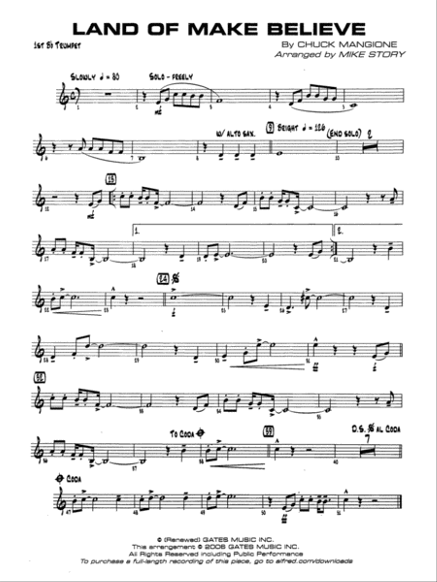 Land of Make Believe: 1st B-flat Trumpet Jazz Ensemble scores gallery preview page 1