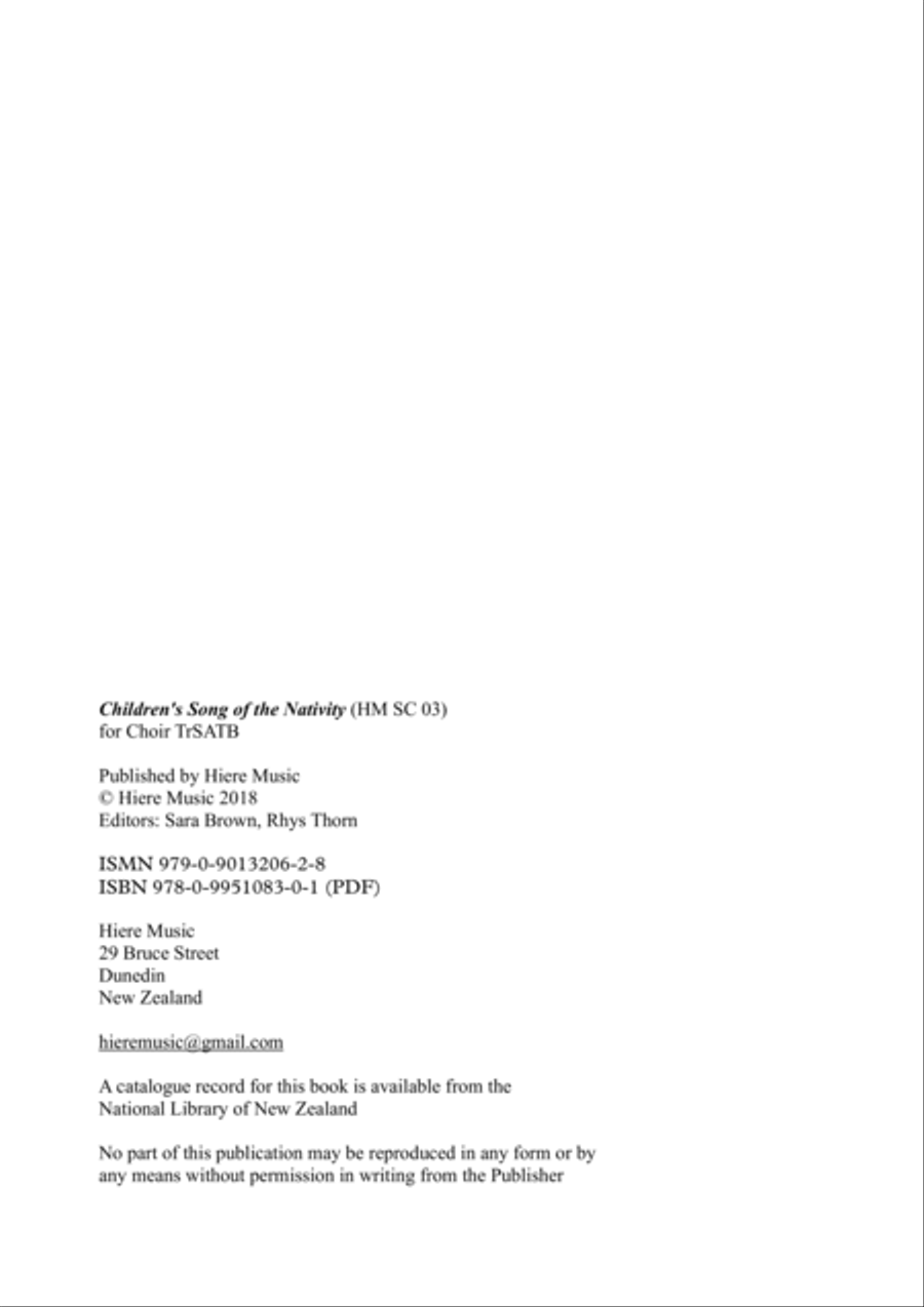 Children's Song of the Nativity 4-Part scores gallery preview page 2