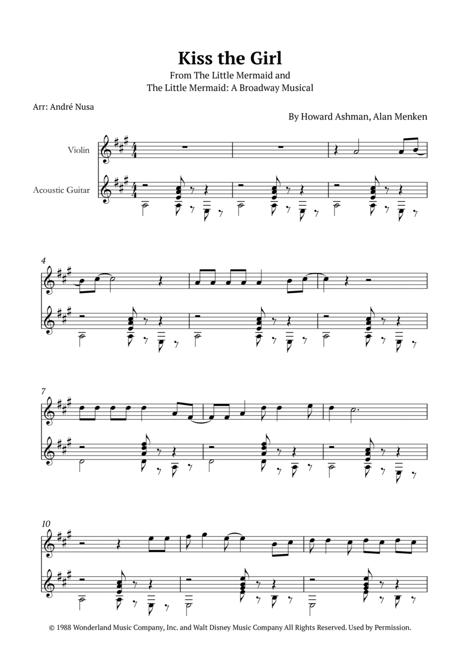 Kiss The Girl String Duet scores gallery preview page 1